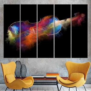 Art abstrait sur toile de violon : impression sur verre trempé, cadeau pour les amateurs de musique, lot de 5 toiles - Product Image 1
