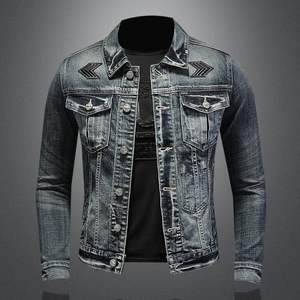 Veste en jean décontractée pour hommes de haute qualité couleur unie coton à la mode conception ample grande taille quatre saisons vêtements à la mode - Product Image 4
