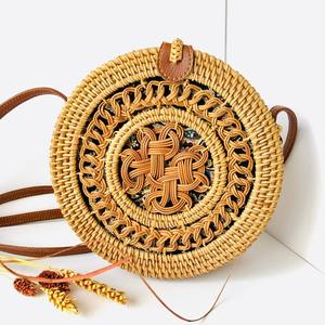 Sacs à bandoulière en Faux cuir bohème rond en rotin de paille naturelle pour femmes à bas prix - Product Image 2