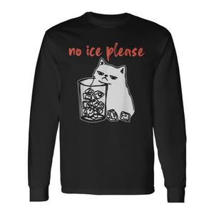 T-shirt promozionale a maniche lunghe con meme gatto 'No Ice Please' - Product Image 1