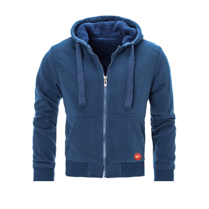 OEM Custom Vintage <b>Mens</b> Padded Borg Fleece <b>Sherpa</b> <b>Lined</b> <b>Hoodie</b> High Quality Thermal Full Zip Sweatshirt Winter Hooded Front - Product Image 1