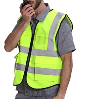 Paquete de 5 Chaleco de malla ligero chaleco de seguridad de alta visibilidad reflectante amarillo neón con velcro para hombres y mujeres uso en el trabajo al aire libre