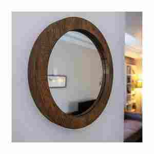 Juego de espejo de tocador de madera redondo de alta calidad con marco hecho a mano Venta caliente en la India Uso de pared a un precio razonable - Product Image 4