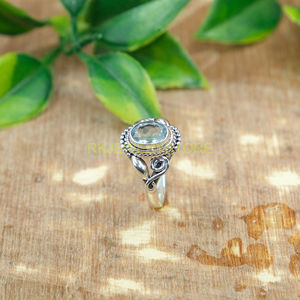 แหวนบลูโทแพซคุณภาพสูงจากธรรมชาติ แหวนเงินแท้ 925 แหวนพลอยสีน้ำเงิน แหวนดีไซน์โดดเด่น เครื่องประดับบลูโทแพซ ของขวัญ - Product Image 5