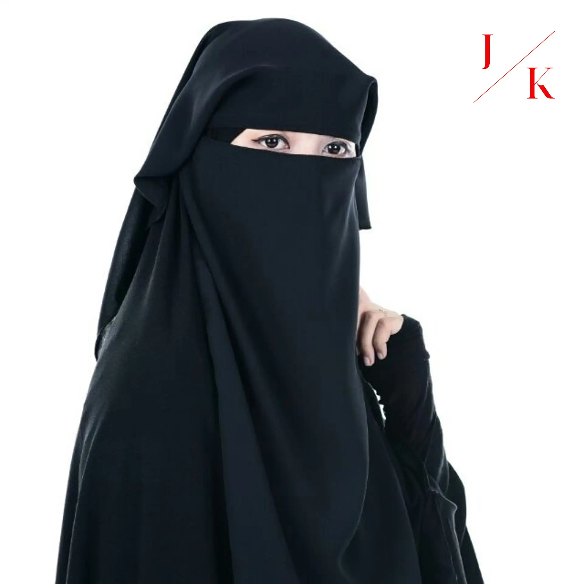 Kadınlar ve kızlar için çift katmanlı siyah Abaya Niqab nefes kumaş başörtüsü Naqab Nakab