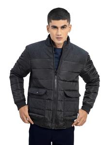 Veste matelassée élégante pour homme avec poches, fermeture éclair décontractée, manches longues, haut chaud pour la marche en ville, veste matelassée pour homme - Product Image 2