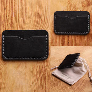 Usine en gros mince en cuir véritable Vintage porte-cartes de visite Logo personnalisable fonction RFID pas de fermeture pour les cartes d'identité - Product Image 5