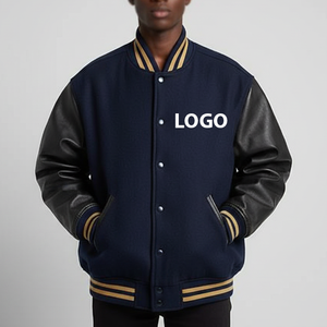 OEM Custom High Quality Men's College Letterman Baggy Varsity Jacket <b>Canvas</b> <b>Long</b> Leather Sleeve Wool Chenille Patches Baseball - Product Image 2