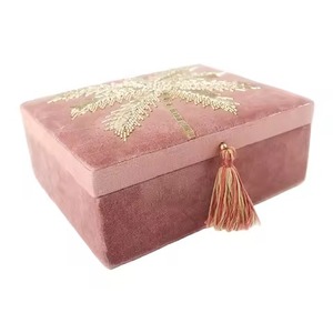 Boîte à bijoux en verre violet avec cadre en métal de forme carrée pour femmes/filles, décoration de table à domicile - Product Image 3