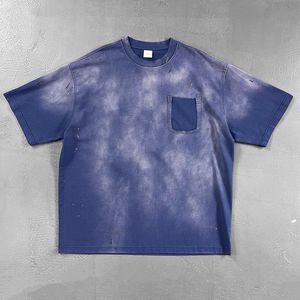 Camiseta Personalizada de Estilo Desgastado con Lavado Ácido y Efecto Desteñido, con Parches Bordados, Corte Recto y Holgado para Hombre - Product Image 1