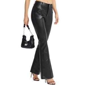 Pantalones de cuero de PU de invierno transpirables de diseño premium para mujer, buena calidad, precio al por mayor superventas - Product Image 1