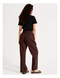 Look cool sans effort fabrication de mélange de lin doux au toucher Pantalon taille haute en lin coupe détendue et respirante - Product Image 2