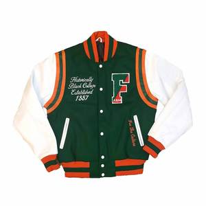 Veste d'université unisexe personnalisable avec manchette à col en ruban Logo brodé Matériau en laine Séchage rapide pour les sortants de l'école - Product Image 1