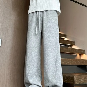 Pantalon de survêtement en toile épais et chaud pour l'hiver, respirant, écologique, doublure en polaire, fermeture éclair, coupe droite, ample, décontracté, thermique pour hommes - Product Image 5