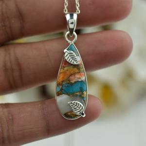 Colgante de regalo de boda hecho a mano de la mejor calidad de Plata de Ley 925, colgantes y dijes finos con piedras preciosas, Spinner turquesa para mujer - Product Image 2