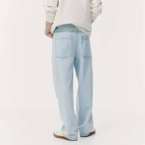 กางเกงทรงตรงทรงหลวมสำหรับผู้ชายสีทึบทรงหลวมใส่สบาย - Product Image 5