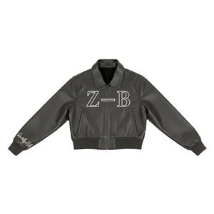 Veste bomber courte en tissu chaud de style sororité Zeta Phi Beta avec lettres grecques brodées pour femmes avec fermeture éclair - Product Image 2