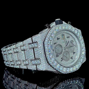 Último diseño de tendencia grande personalizar diamante Vvs Moissanite reloj Iced Hiphop Acero inoxidable mecánico antiguo negocio vidrio - Product Image 4