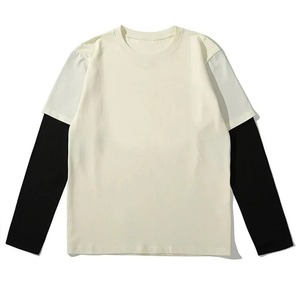 เสื้อยืดแขนสองชั้นธรรมดา | ผ้าฝ้ายนุ่ม-ผ้าสแปนเด็กซ์ผสมผสาน | ซักซิลิโคน | ระบายอากาศได้ดีและสวมใส่สบาย - Product Image 3