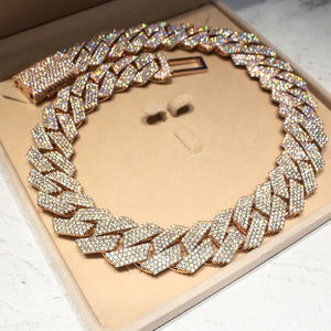 High Quality 18K <b>Rose</b> <b>Gold</b> Cuban <b>Chain</b> VVS Moissanite Diamond Custom 14k Solid <b>Gold</b> Link <b>Chain</b> for Men's <b>Necklaces</b> Fine Jewelry - Product Image 6