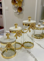 Boîte à thé ronde en fonte dorée de luxe, pots de conservation alimentaire pour la maison et la cuisine, récipients à thé et café, résistants à la vapeur, faits à la main