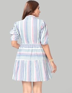 ชุดเดรสสั้นพิมพ์ลายบล็อกทำจากผ้าฝ้ายอินเดียชุดปาร์ตี้ของผู้หญิงชุดกระโปรงยาวระดับเอวทำจากธรรมชาติของขวัญเจ้าสาวส่วนตัว - Product Image 2