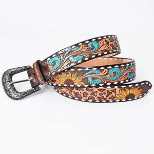 Personalizado multicolor turquesa tallado a mano en relieve diseño genuino occidental cinturón de herramientas de cuero para vaquero todos los tamaños disponibles - Product Image 1