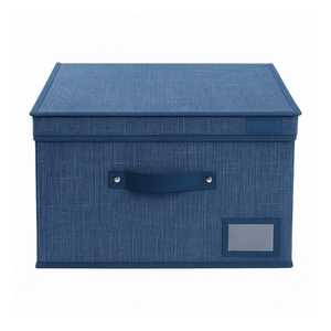 Scatola portaoggetti pieghevole in tessuto blu Maxi 50x40x25cm con coperchio e maniglia salvaspazio in tessuto per vestiti - Product Image 1