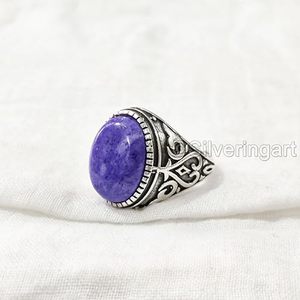 Venta al por mayor Anillo para hombre Natural Charoite Jasper Piedra preciosa Jasper Piedra natal Árabe Estilo otomano Joyería Anillo de plata esterlina 925 - Product Image 6