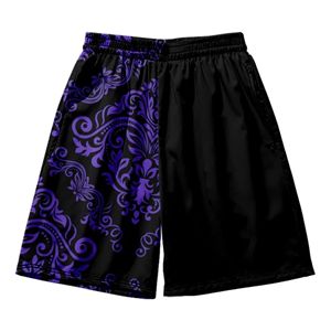 Ropa de calle de verano con estampado morado, pantalones cortos de playa holgados de talla grande, cintura elástica informal, ropa de gimnasio, tejido de punto - Product Image 1