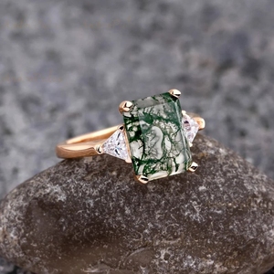 <b>Moss</b> <b>Agate</b> Stone <b>Ring</b> Solid 925 Sterling Silver Amazing Band Fine Silver Jewelry <b>Ring</b> Women Girls Wedding Engagement Silver Band - Product Image 2