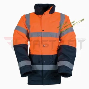 Jaket Windbreaker Reflektif Keren Pakaian Kerja Jaket Tahan Air Jaket Reflektif Keselamatan Hi Vis dengan Kantong