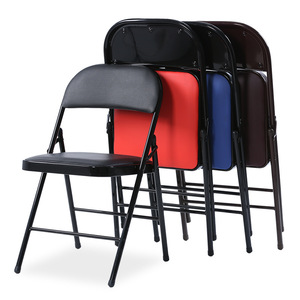 Factory Direct Supplying <strong>Cheap</strong> Soft PU Padded Seats Black Metal Steel <strong>Folding</strong> <strong>Chairs</strong> for Events - Product Image 1