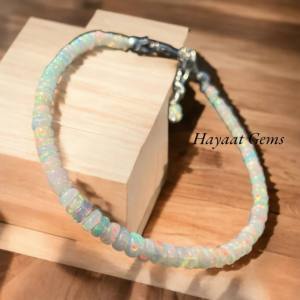 Pulsera de Ópalo Etíope Artesanal, Cuentas de Ópalo Blanco Delicado, 4mm, Cristal, Oro, Plata, Flashy, Detalles de Ópalo de Fuego, Perla de Piedra - Product Image 4