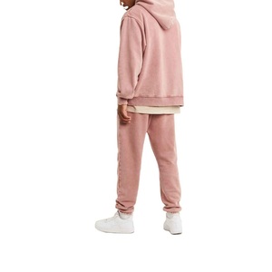 Sweats à capuche délavés à l'acide à l'épaule en éponge française pour hommes ensemble de pulls à capuche en coton vintage pour vêtements décontractés - Product Image 5