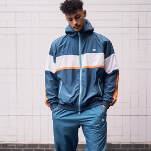 ชุดกีฬา2ชิ้นสำหรับผู้ชายเสื้อกันลมมีฮู้ดและกางเกงวิ่ง - Product Image 1