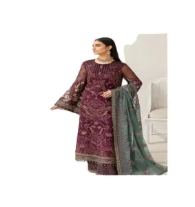 Salwar kameez bên mặc thiết kế đám cưới Pakistan Ấn Độ Bollywood ăn mặc thiết kế lấy cảm hứng từ Đầm voan 2023