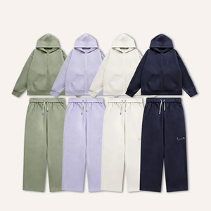 Custom design logo heavyweight Elegant Tracksuit for Women USA Size Pullover flare sweatpants full <b>zip</b> up <b>hoodie</b> tracksuit - Product Image 2