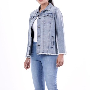 แจ็กเก็ตผ้ายีนส์สำหรับผู้หญิงเสื้อลำลองสีพื้นระบายอากาศ - Product Image 2