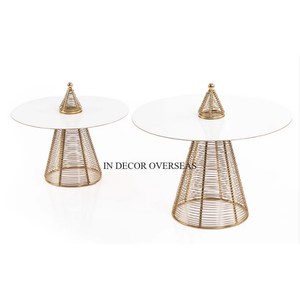 Bandeja de servicio de forma redonda de Metal de primera calidad con acabado brillante pulido de Color plateado con soporte de Base de diseño de aspecto atractivo - Product Image 3