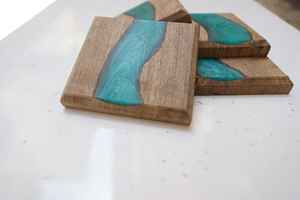 Wood Resin Inlay Coasters Artisanal Epoxy Drink Coaster for Stylish Living <b>Table</b> <b>Decoration</b> & <b>Accessories</b> Mats & Pad - Product Image 2