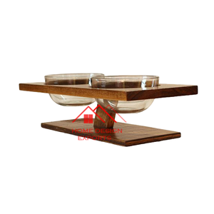 ชามแก้วที่ทำจากไม้ชามใส่อาหารสำหรับแมวและสุนัขอุปกรณ์ตกแต่งขั้นสูงสำหรับสัตว์เลี้ยง - Product Image 1