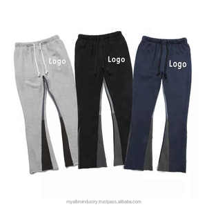 Custom Logo Men's Casual Flared Pant Streetwear <b>Joggers</b> 100% Cotton Elastic Waistband Flare Sweatpants Trousers New Style - Product Image 1