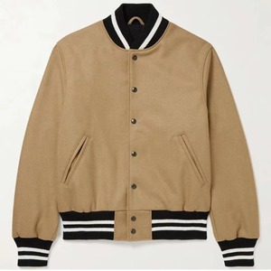 แจ็คเก็ตเบสบอลแบบมีโลโก้สั่งทำพิเศษสำหรับผู้ชาย แจ็คเก็ตบอมเบอร์เรียบๆ สำหรับใส่ตัวอักษร ดีไซน์เฉพาะตัว ปรับแต่งได้ - Product Image 4