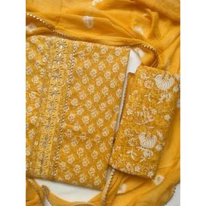 Venta al por mayor personalizado impreso bordado elegante traje Salwar Kameez sin costuras traje de algodón césped 3 uds Punjabi vestido Formal para niñas - Product Image 4