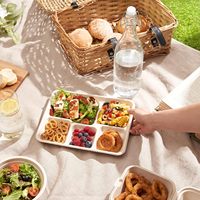 Assiettes jetables de canne à sucre blanche biodégradable 5 CP de qualité supérieure pour anniversaire à emporter