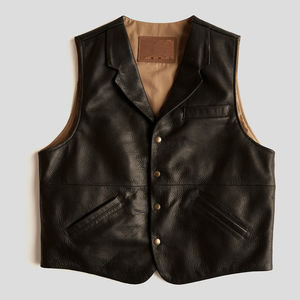 Transpirable de alta calidad 100% cuero invierno cálido moda chaleco logotipo personalizado hecho hombres ropa precio razonable al por mayor - Product Image 2