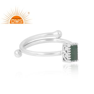 แหวนพลอยมรกตธรรมชาติสีเงินสเตอร์ลิงสำหรับ925ผู้ผลิตเครื่องประดับตามสั่ง - Product Image 4