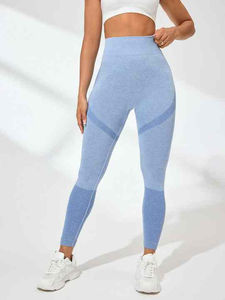 OEM taille moyenne femmes Gym Fitness Leggings cordon de serrage pantalon doux sans couture entraînement Yoga collants avec motif solide vente en gros - Product Image 3