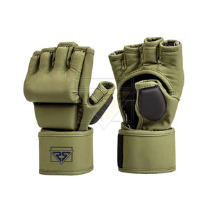 Guantes de boxeo MMA de cuero de medio dedo Guantes de boxeo MMA personalizados OEM Guante de entrenamiento de Sparring 8oz - Product Image 1